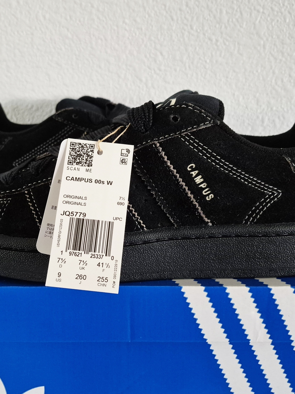 adidas Campus Suede Low-Top Sneakers Black/Ivory W 9